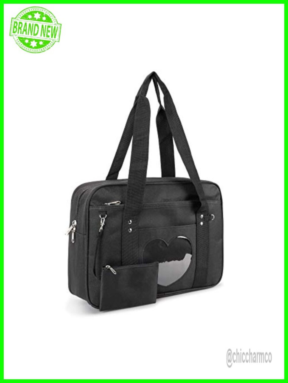 Kawaii Ita Tote Bag Oxford PVC Heart Window Large Shoulder Anime School